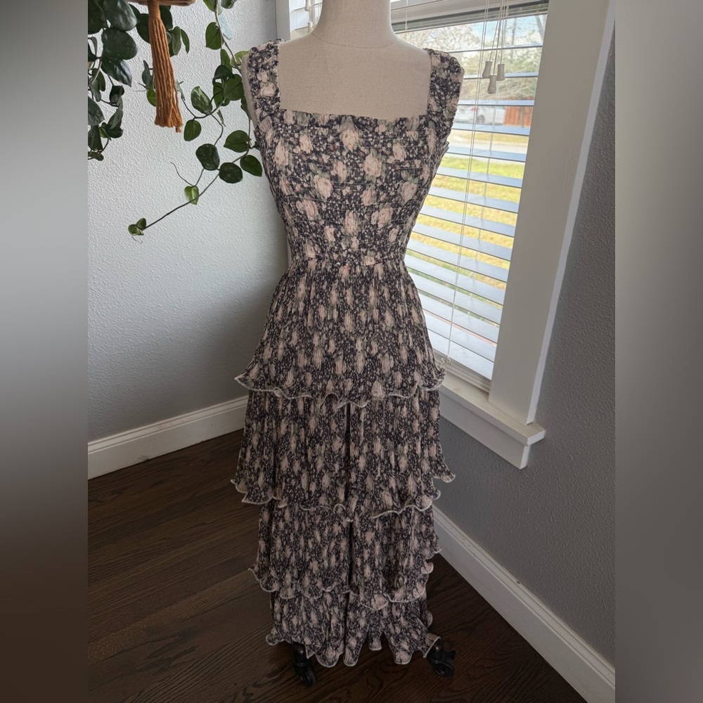 Reset Floral Midi Tiered Ruffle Dress Size Small